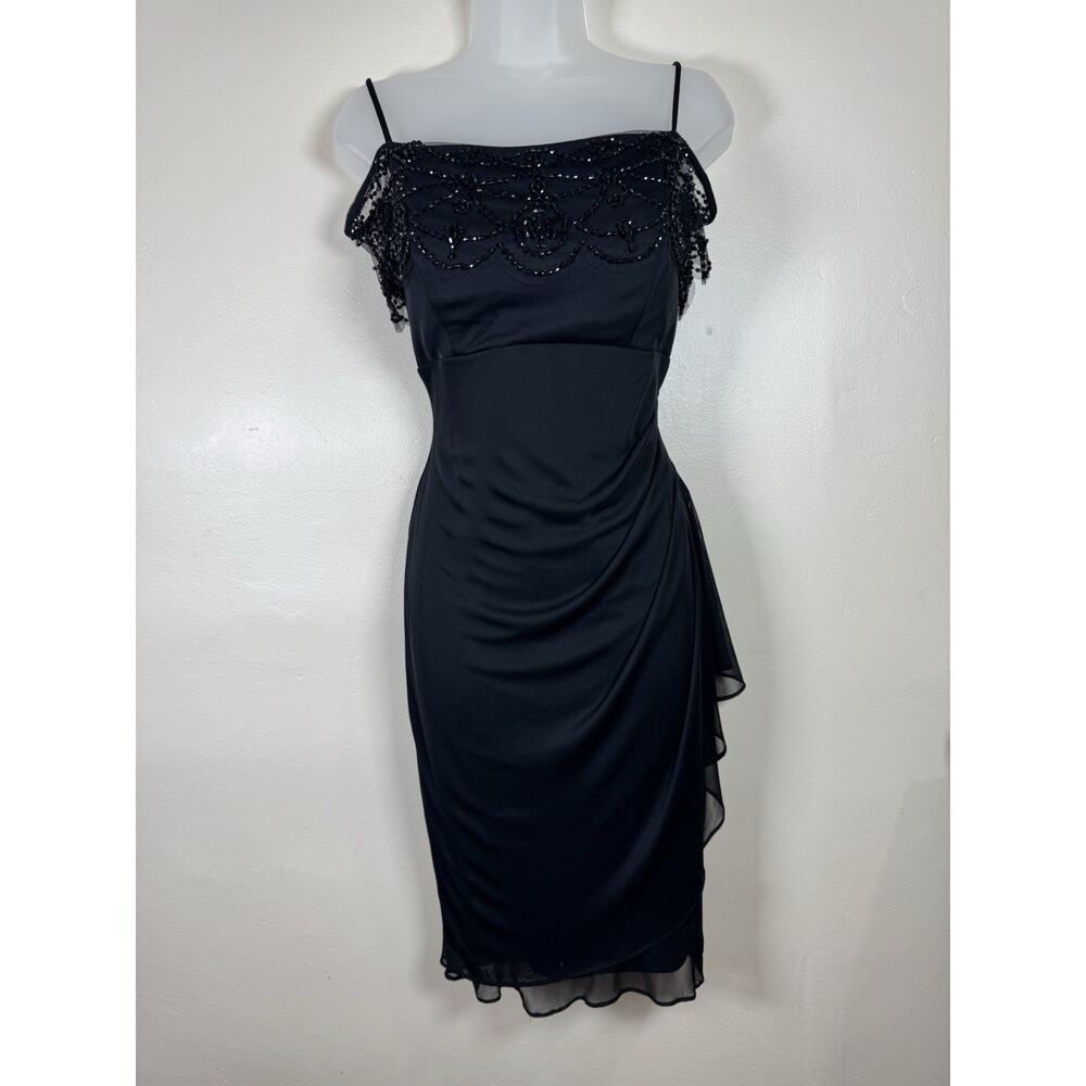 DJ Jaz Womens Dress Mesh Spaghetti Strap 90s Y2K Sleeveless Embellished Sheath 8
